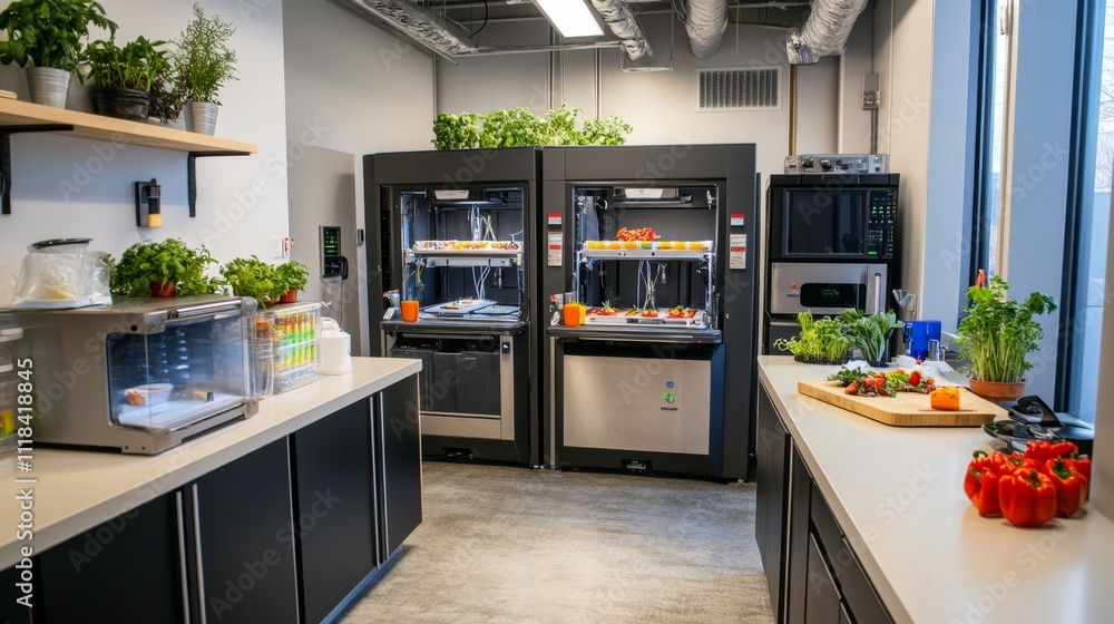 3D Food Printer in Modern Office Kitchen 3D Food Printer in Modern Office Kitchen