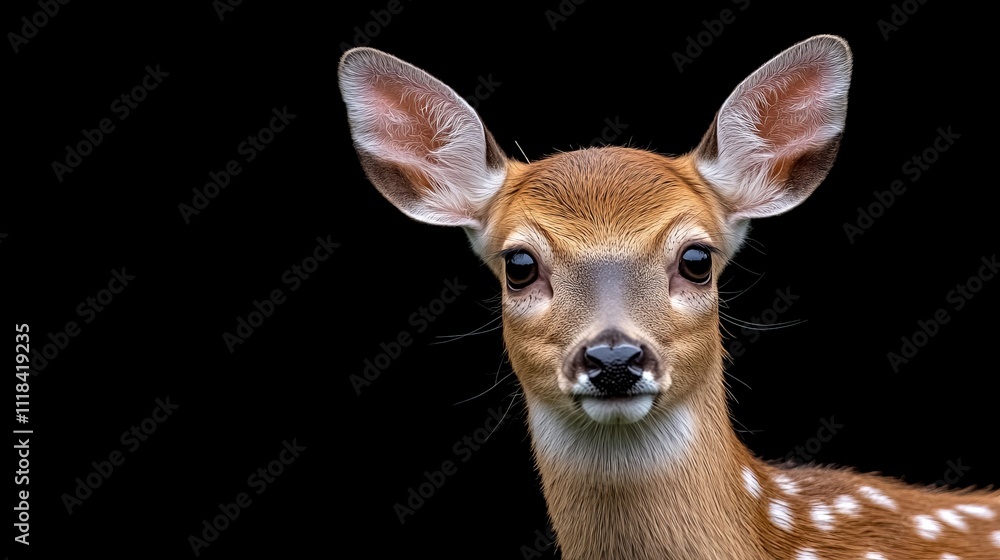 Fawn Portrait Against Black Background Fawn Portrait Against Black Background