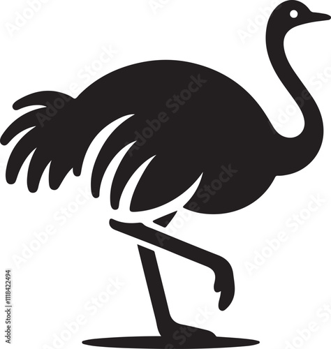 ostrich icon minimal silhouette style vector art illustration on a white background.
 photo