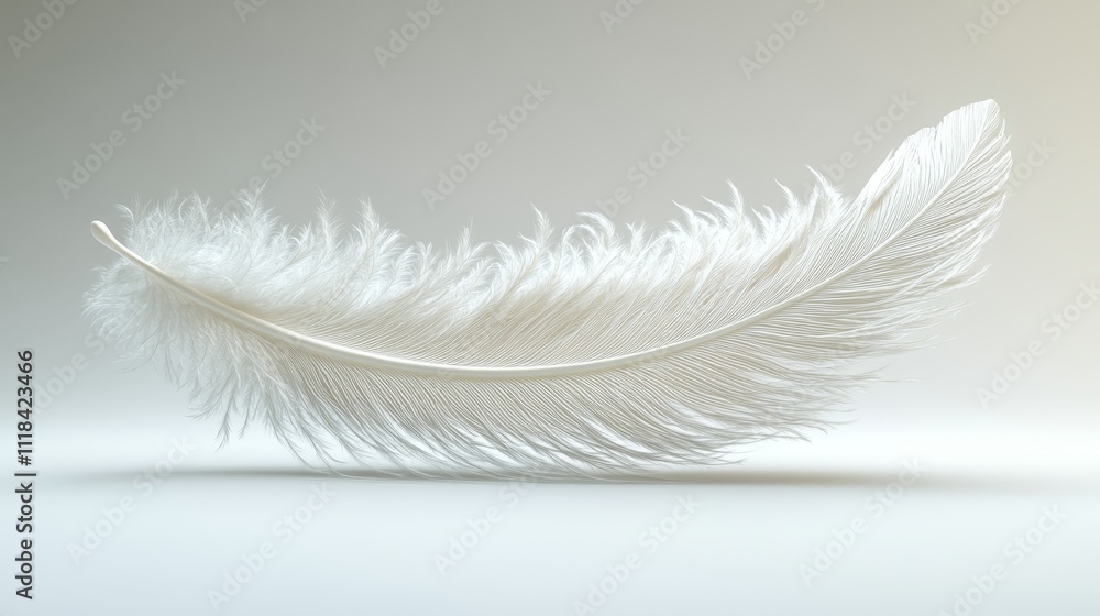 Obraz premium Delicate white feather gracefully placed on a soft background