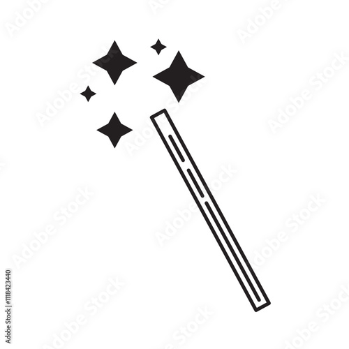 magic wand icon linear logo isolated