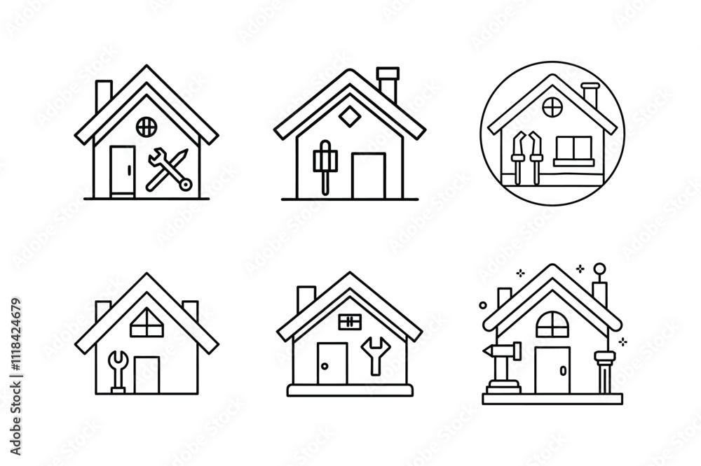 home improvement icon line art.vector illustration design home improvement icon line art.vector illustration design