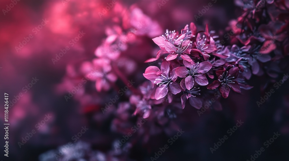 Deep Pink Blossoms Cluster Close Up Shot Deep Pink Blossoms Cluster Close Up Shot