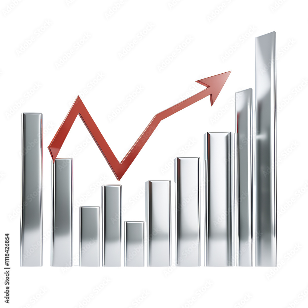business graph with arrow on transparent background business graph with arrow on transparent background