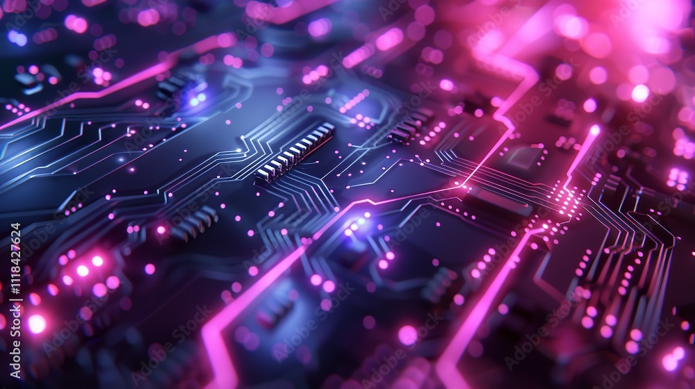 Blue and Purple Technology Background with Circuit Patterns. Blue and Purple Technology Background with Circuit Patterns.