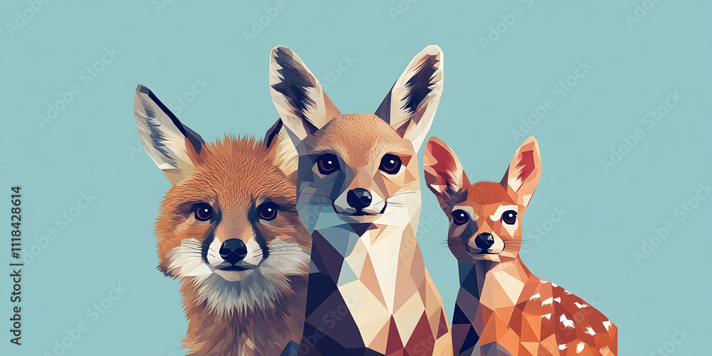 Adorable baby animals in geometric style Adorable baby animals in geometric style