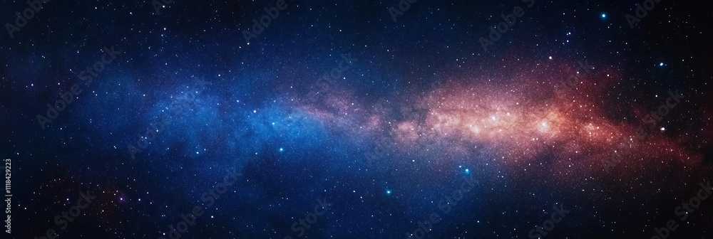 Fototapeta premium Blue-violet galaxy in space with stars in the background.