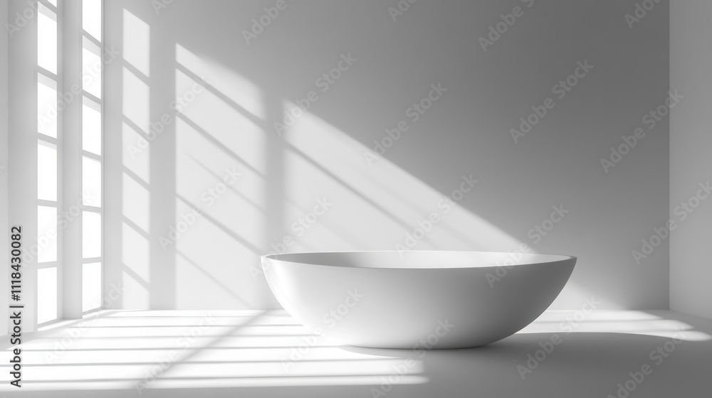 White Bowl in Sunlit Minimalist Room White Bowl in Sunlit Minimalist Room