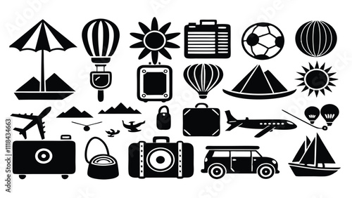 ravel & Tourism related icon editable stroke outline  set of different types small icons isolated on white background flat vector illustration