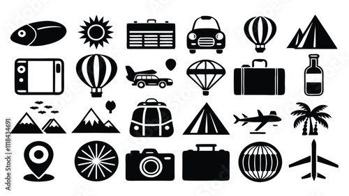 ravel & Tourism related icon editable stroke outline  set of different types small icons isolated on white background flat vector illustration