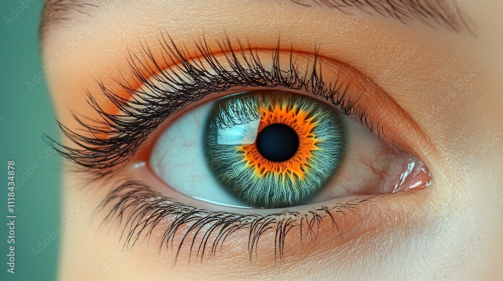 Fototapeta premium Realistic eye drawing showcasing detailed iris shading smooth textures offering ample space for captions or design