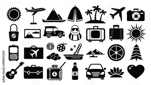 ravel & Tourism related icon editable stroke outline  set of different types small icons isolated on white background flat vector illustration