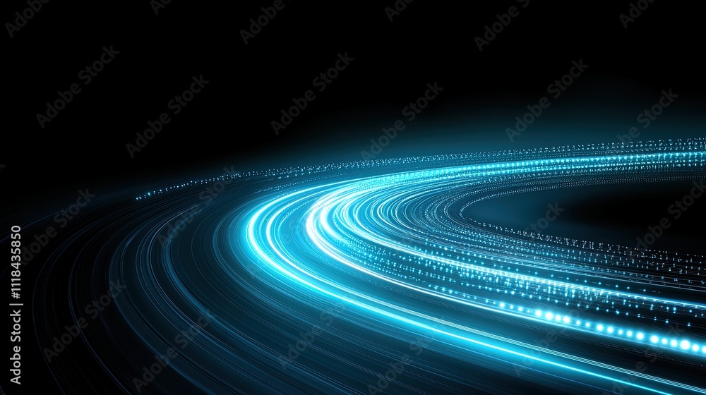 Abstract Blue Light Trails Circular Motion Design Abstract Blue Light Trails Circular Motion Design
