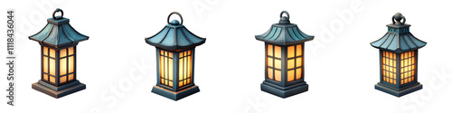 Wallpaper Mural lantern - 3d Set on transparent background PNG file Torontodigital.ca