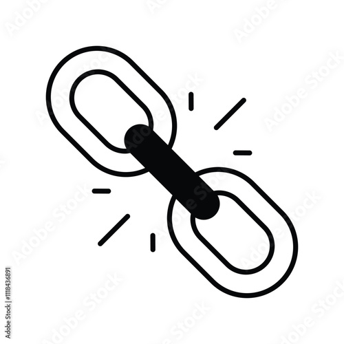 link glyph icon with white background vector stock illustration