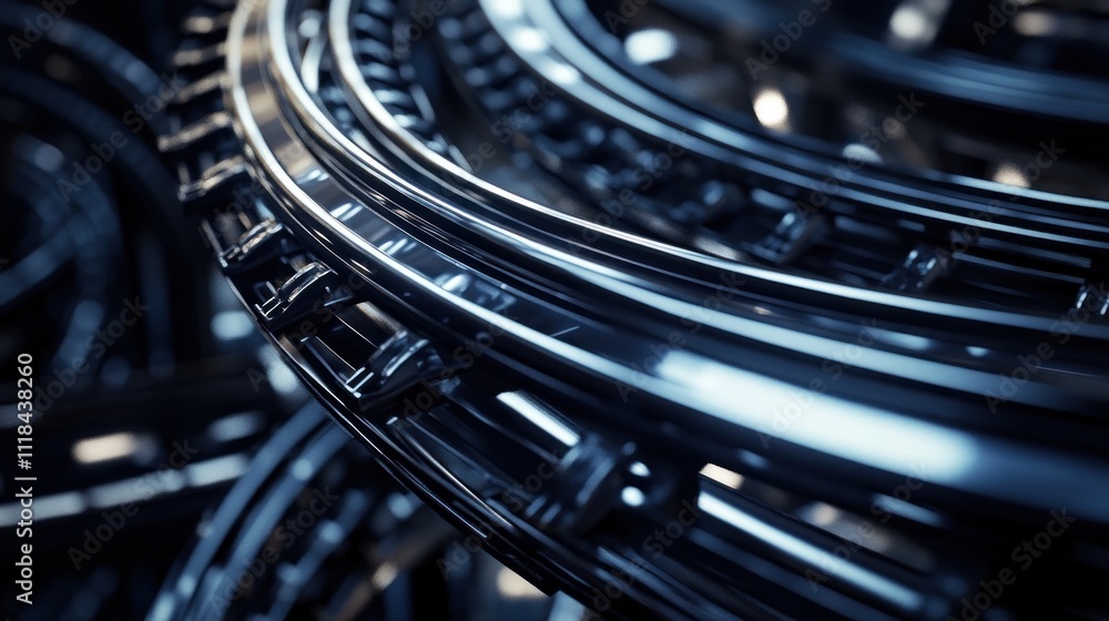 Abstract metallic gears, rotating, close-up. Abstract metallic gears, rotating, close-up.
