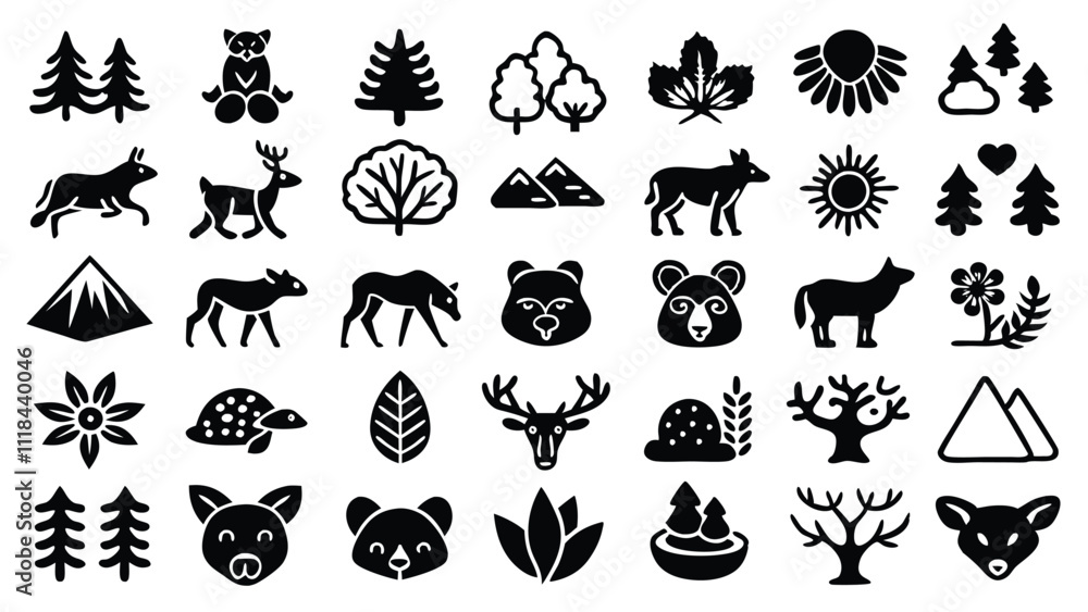 Obraz premium Wildlife & Nature related icon editable stroke outline set of different types small icons isolated on white background flat vector&nbsp;illustration