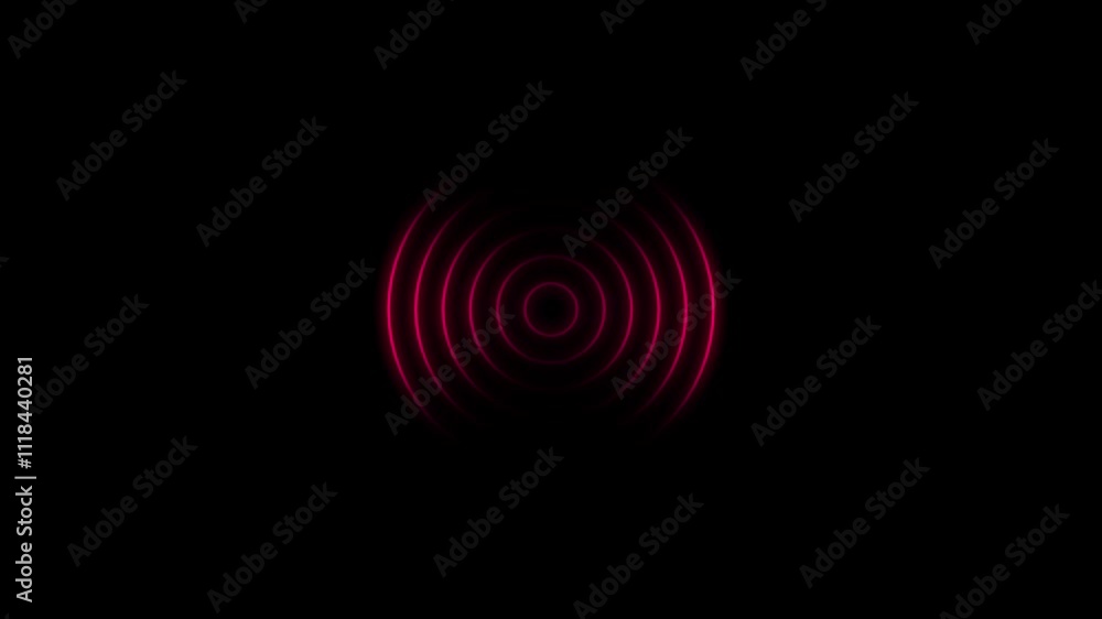 Abstract neon radio waves. Wave diffusion animation, alpha channel. Abstract neon radio waves. Wave diffusion animation, alpha channel.