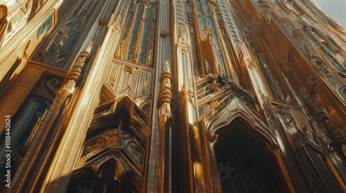 Golden Facade Of An Ornate Gothic Style Building photo