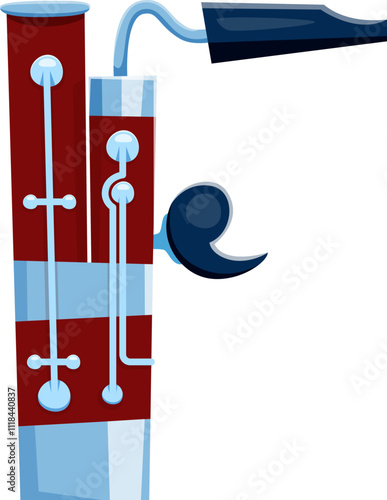 Bassoon musical instrument font F letter. Jazz band classic musical instrument font typeset letter, orchestra acoustic equipment or musician brass bassoon English ABC vector or alphabet symbol