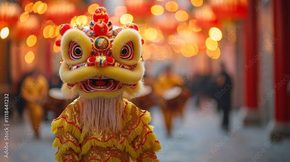 Chinese Lion Dance Costume Lunar New Year Parade Festive Celebration Asian Culture Chinese Lion Dance Costume Lunar New Year Parade Festive Celebration Asian Culture
