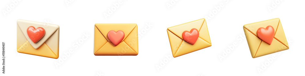 email icon with heart symbol - 3d Set on transparent background PNG file email icon with heart symbol - 3d Set on transparent background PNG file