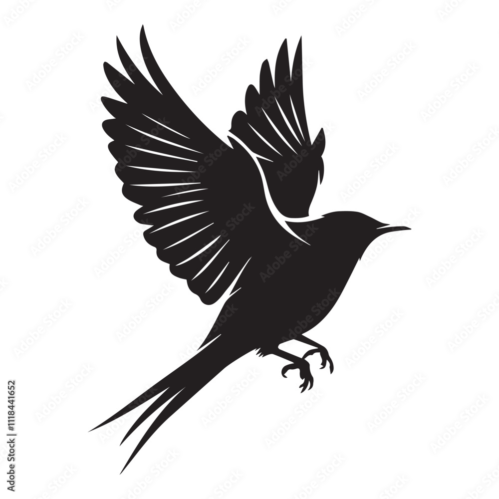 Fototapeta premium bird flying silhouette vector isolated on white