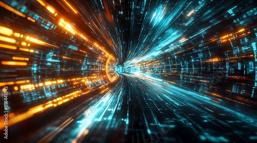Abstract Digital Tunnel  A Futuristic Journey Through Cyberspace