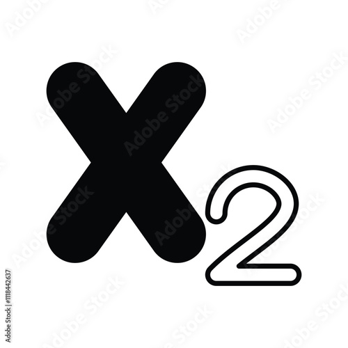 subscript glyph icon with white background vector stock illustration