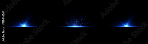 Shine glowing stars. Vector blue Sparks.