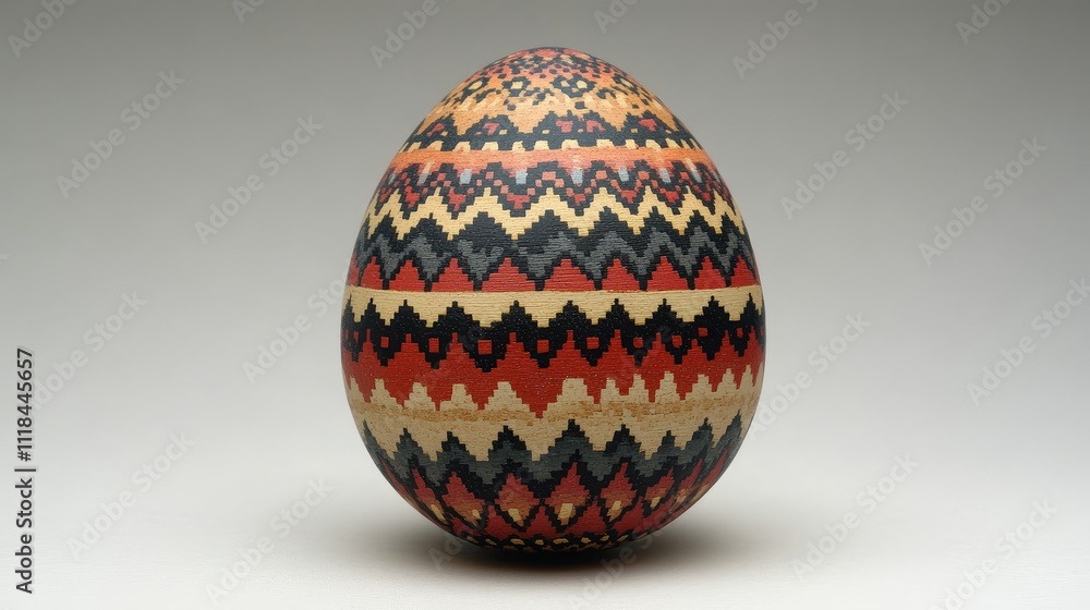 Intricately designed handmade decorative egg with vibrant patterns and colors Intricately designed handmade decorative egg with vibrant patterns and colors