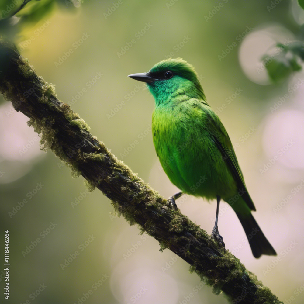 Obraz premium Green Bird Closeup