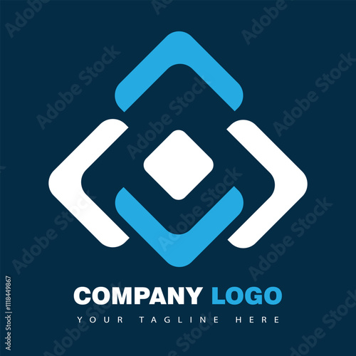 Modern abstract latest Green Logo with Interlocking Geometric Shapes on a Dark Blue Background business logo template.