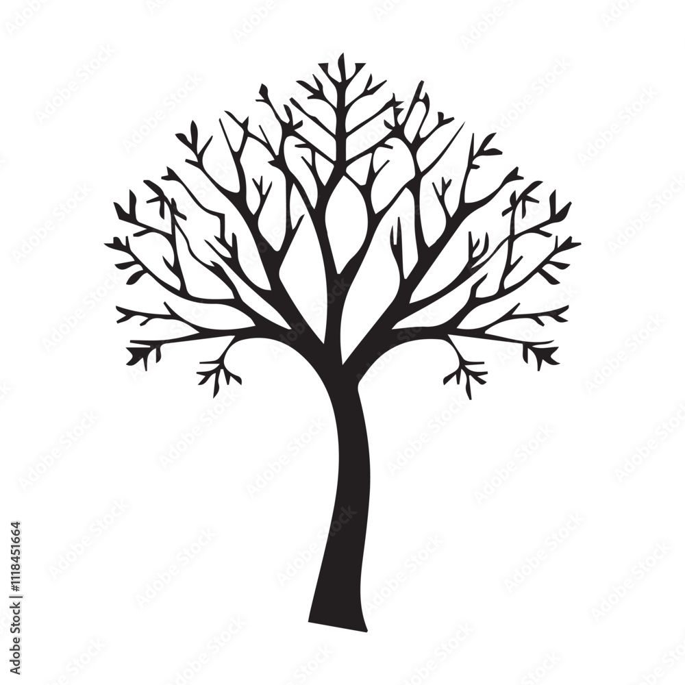 Fototapeta premium Tree silhouette vector with roots and branches illustration