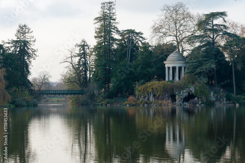 Rotunda and artificial grotto at ile de Reuilly by Lake Daumesnil in Bois de Vincennes showcasing tranquility and natures beauty