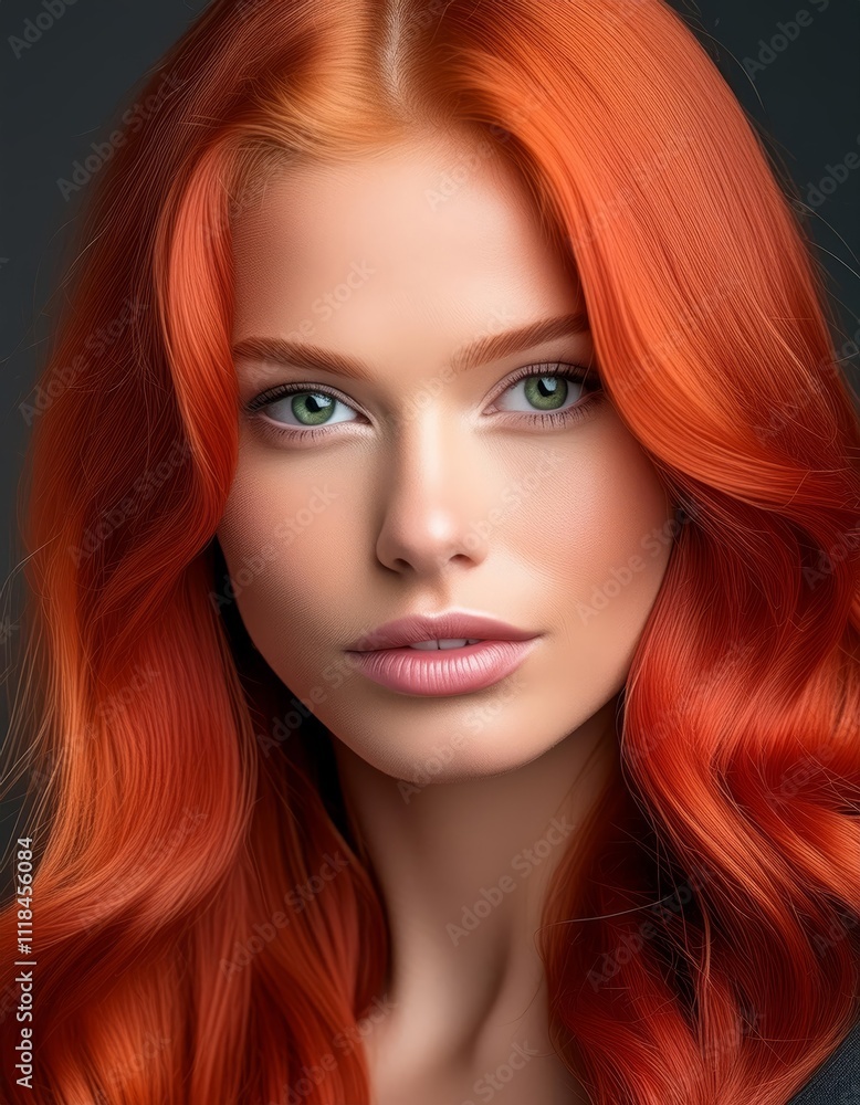 beautiful woman red hair in studio portrait. Close up female beauty beautiful woman red hair in studio portrait. Close up female beauty