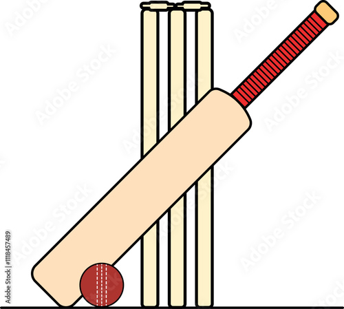 Cricket bat ball stump vector.
