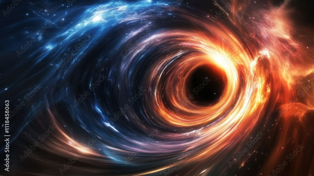 Abstract swirling cosmic nebula with black hole. Abstract swirling cosmic nebula with black hole.