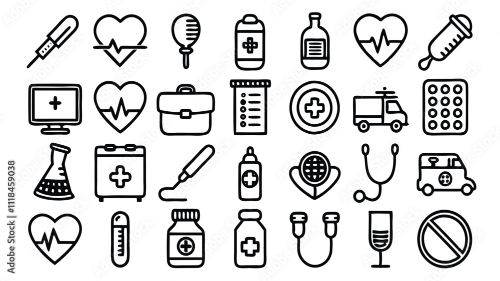 Medicine & Healthcare related icon editable stroke outline set of different types small icons isolated on white background flat vector illustration Medicine & Healthcare related icon editable stroke outline set of different types small icons isolated on white background flat vector illustration