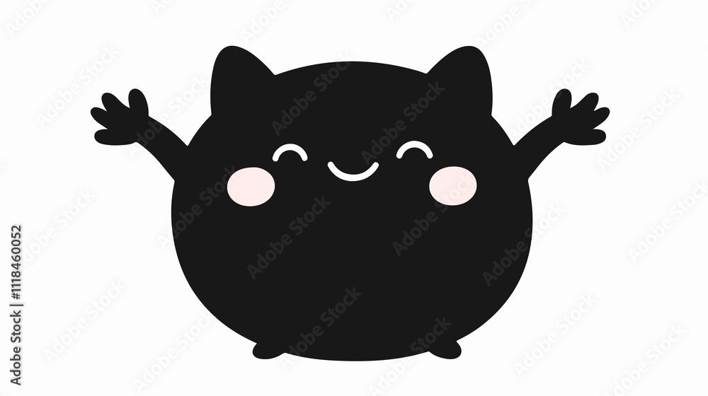 Kawaii Happy Pin Cushion Silhouette with Arms Vector Illustration Kawaii Happy Pin Cushion Silhouette with Arms Vector Illustration
