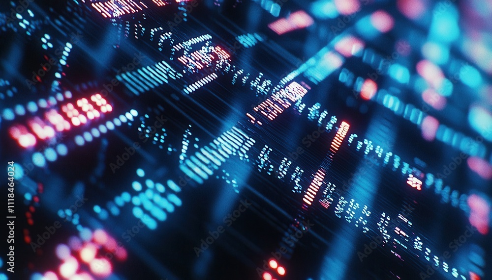 Close-Up View of Colorful Digital Representation of DNA Strands in Vibrant Colors and Complex Patterns Close-Up View of Colorful Digital Representation of DNA Strands in Vibrant Colors and Complex Patterns
