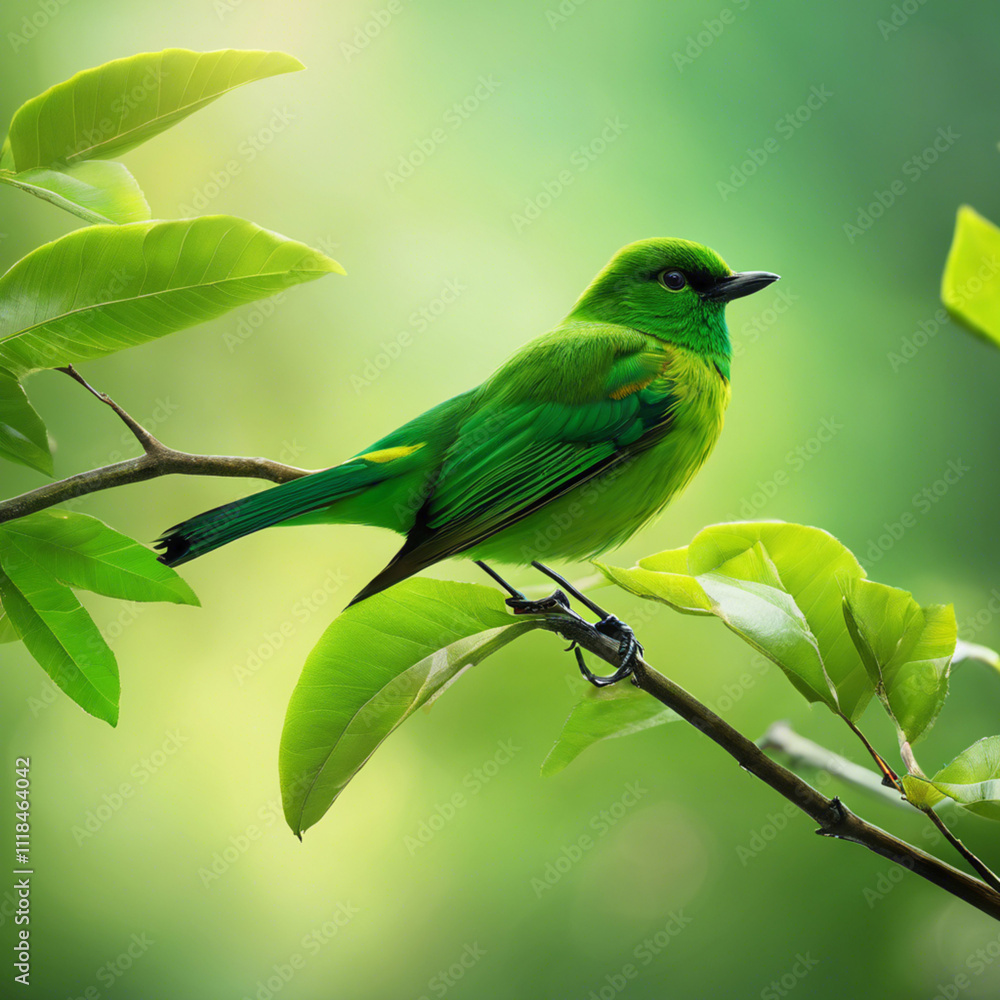 Fototapeta premium Green Bird Closeup