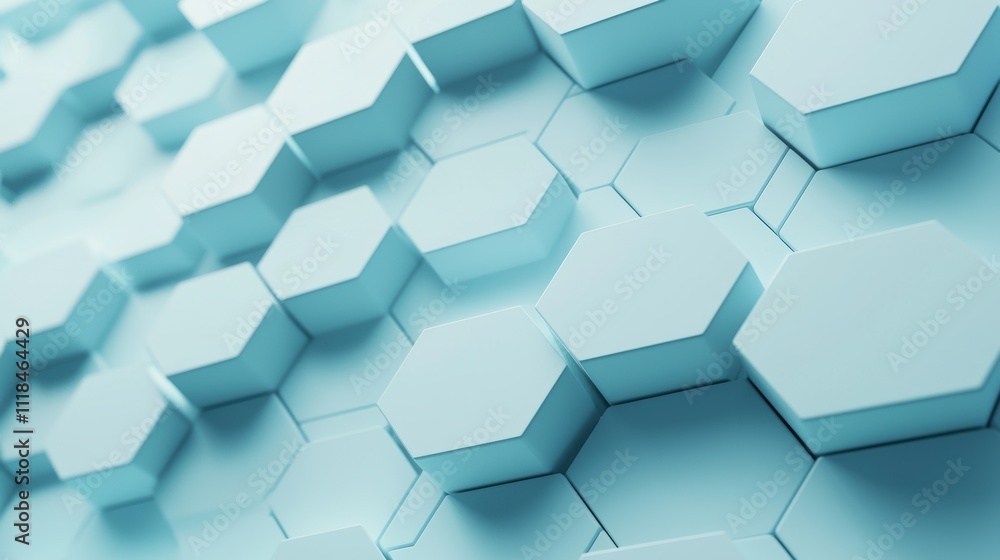 Abstract Honeycomb Structure with Floating Hexagonal Tiles in Soft Blue Color Palette Abstract Honeycomb Structure with Floating Hexagonal Tiles in Soft Blue Color Palette