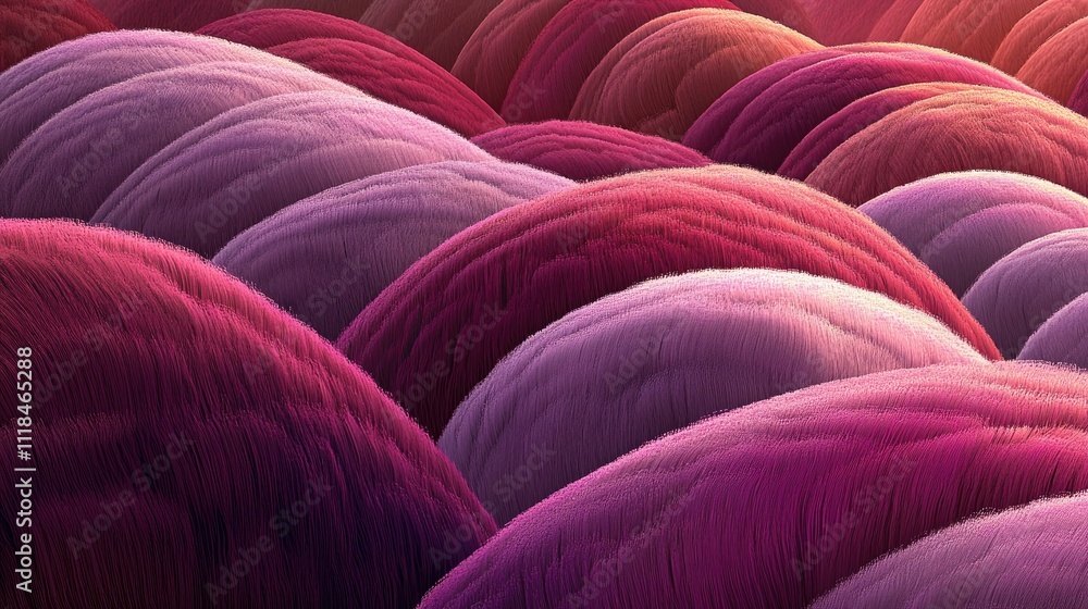 Obraz premium Vibrant Abstract Landscape with Colorful Flowing Hills in Soft Pink and Red Hues