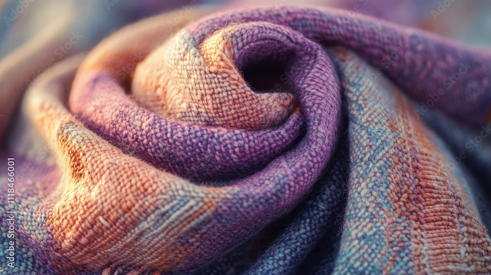 Fototapeta premium Close-up of multicolored woven fabric with detailed texture