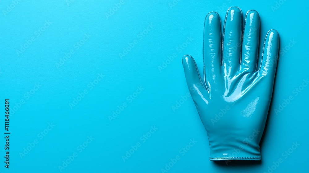 Obraz premium A blue glove on a blue background