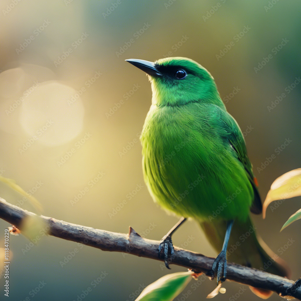Obraz premium Green Bird Closeup
