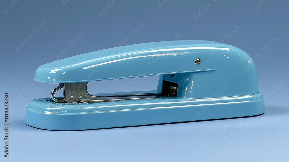 A blue stapler on a blue background A blue stapler on a blue background
