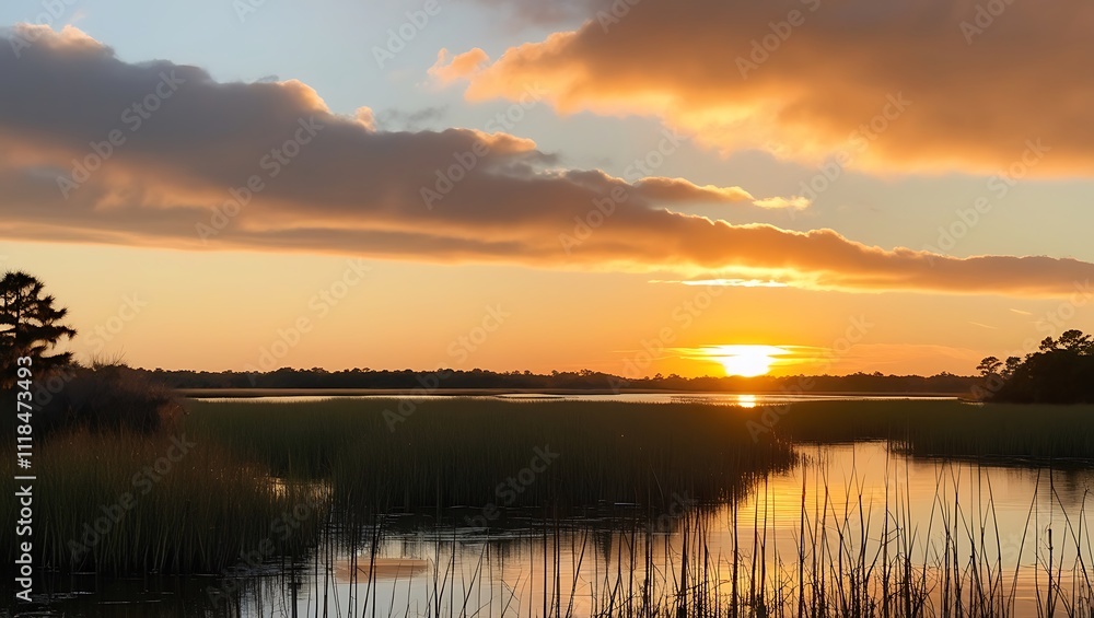 Fototapeta premium Beautiful sunset on the Wadmalaw River