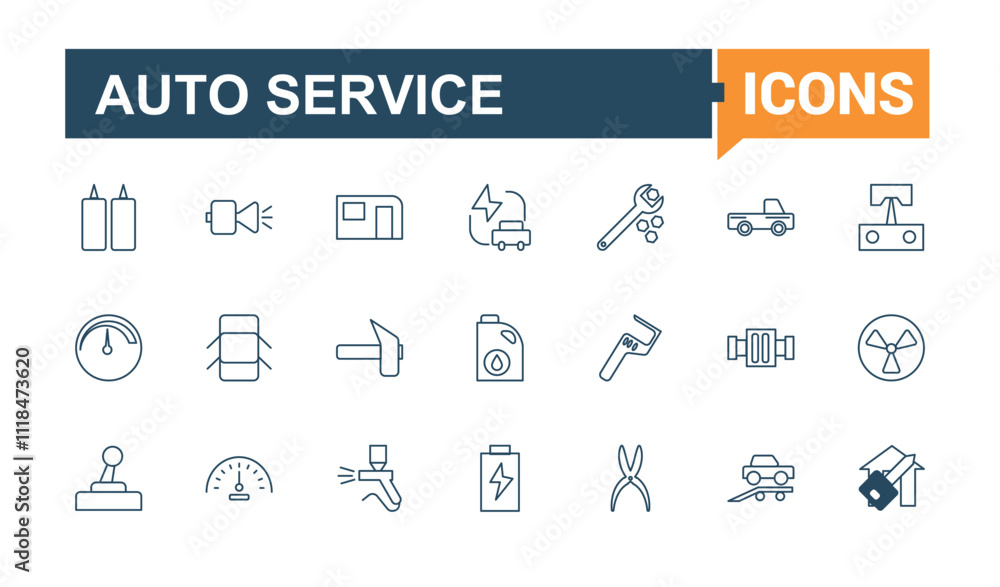 Auto Service line icons set. Includes icons for automotive, mechanic, key, isolated, garage and more. Simple icon designs. Editable stroke. Vector illustration. Auto Service line icons set. Includes icons for automotive, mechanic, key, isolated, garage and more. Simple icon designs. Editable stroke. Vector illustration.